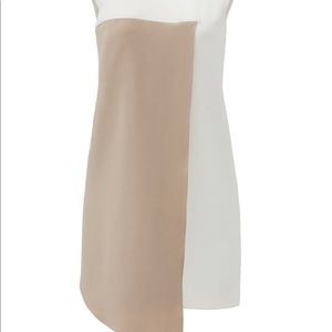 Beige Asymmetrical colorblock dress